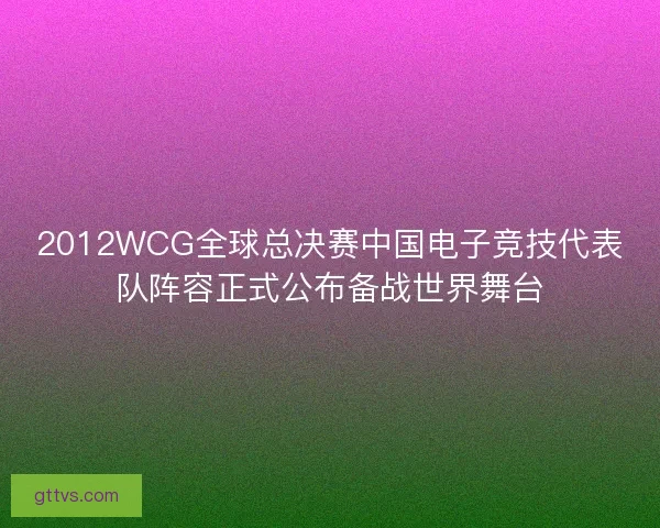 2012WCG全球总决赛中国电子竞技代表队阵容正式公布备战世界舞台