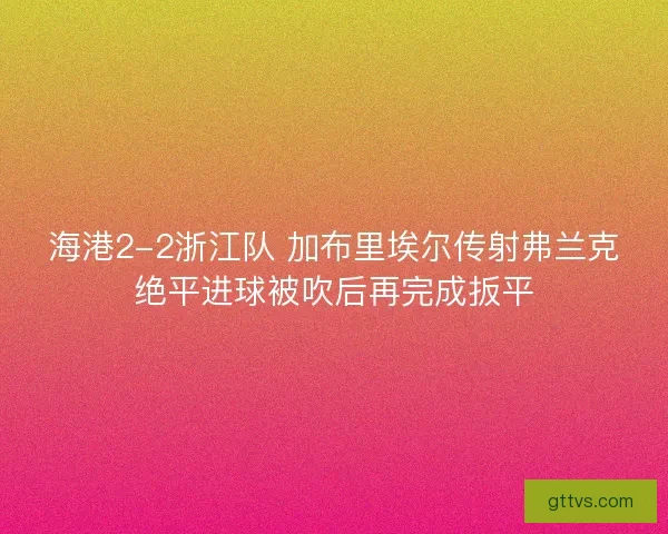 海港2-2浙江队 加布里埃尔传射弗兰克绝平进球被吹后再完成扳平