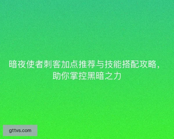 暗夜使者刺客加点推荐与技能搭配攻略，助你掌控黑暗之力